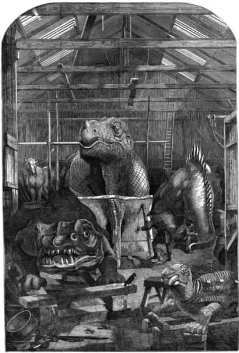 Framed Print : The Extinct Animals model-room at the Crystal Palace, Sydenh Framed Print : The Extinct Animals model-room at the Crystal Palace, Sydenh