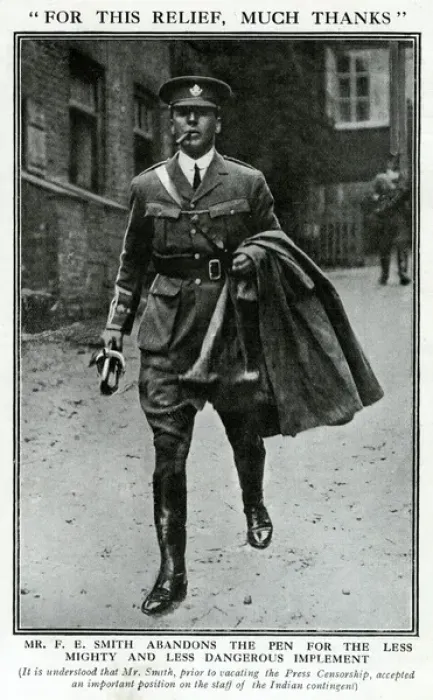 Framed Print : F E Smith MP in uniform, WW1