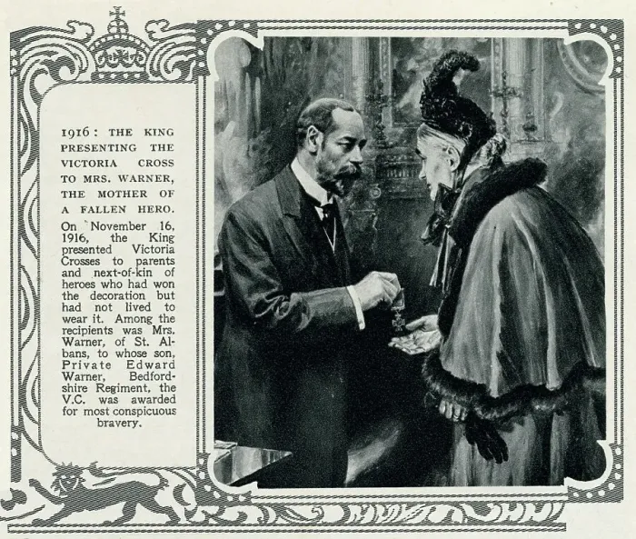 Framed Print : Fallen solder's mother receiving Victoria Cross