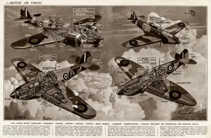 Framed Print : Four famous British aeroplanes by G. H. Davis