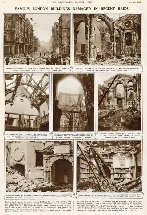 Framed Print : Famous London Buildings Damaged in Recent Raids Framed Print : Famous London Buildings Damaged in Recent Raids