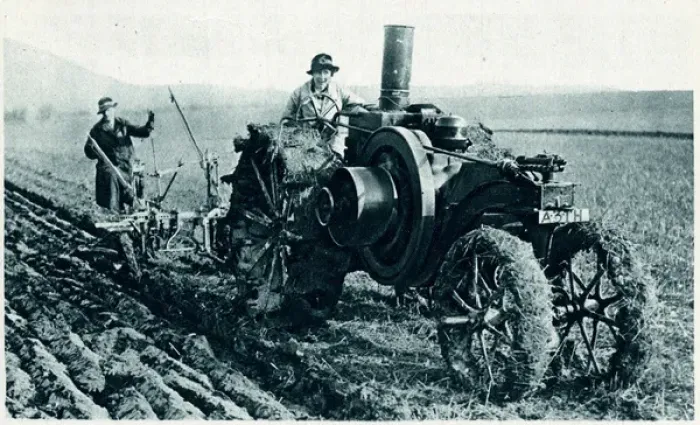 Framed Print : Farmers wife tractor ploughing 1917 Framed Print : Farmers wife tractor ploughing 1917