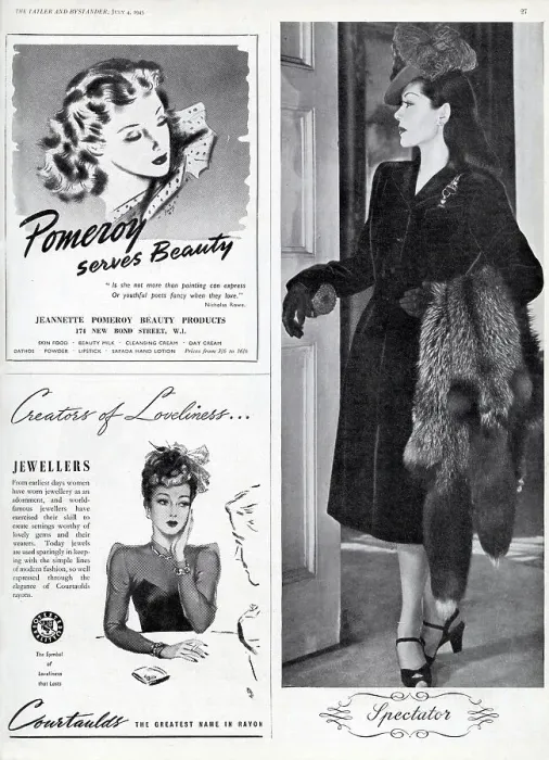 Framed Print : Fashion Advertisements - Tatler and Bystander, 1945