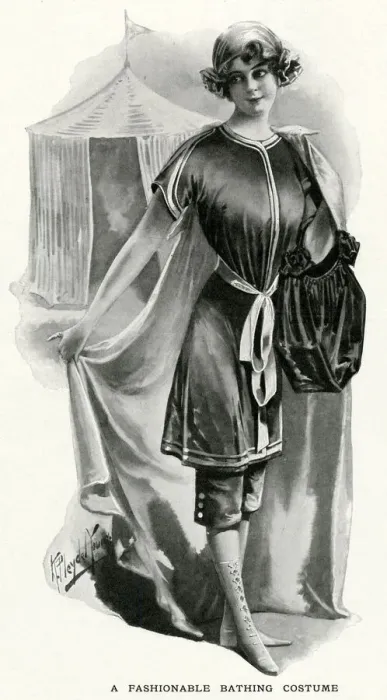 Framed Print : Fashionable bathing costume 1911 Framed Print : Fashionable bathing costume 1911