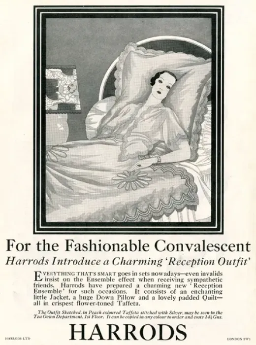 Framed Print : For the Fashionable Convalescent - Harrods advertisement