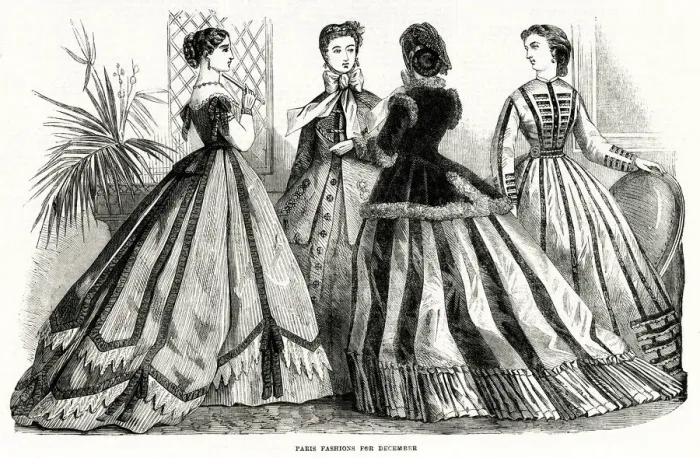 Framed Print : Fashions for December 1865