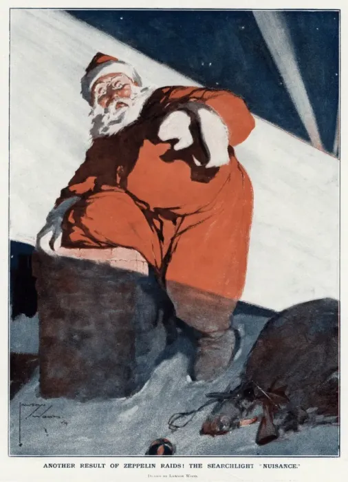 Framed Print : Father christmas about to go down the chimney Framed Print : Father christmas about to go down the chimney