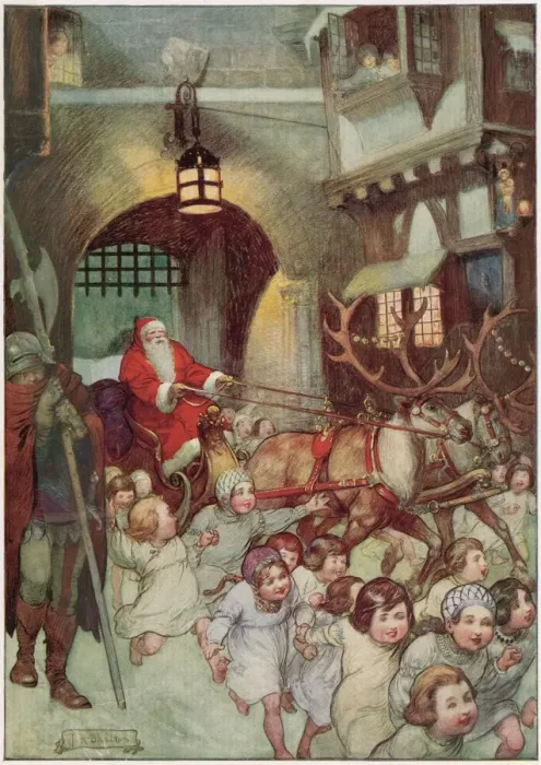 Framed Print : Father Christmas Enters by the City Gate Framed Print : Father Christmas Enters by the City Gate