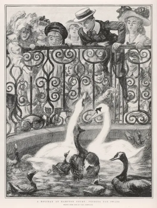 Framed Print : Feeding the Swans / 1901 Framed Print : Feeding the Swans / 1901