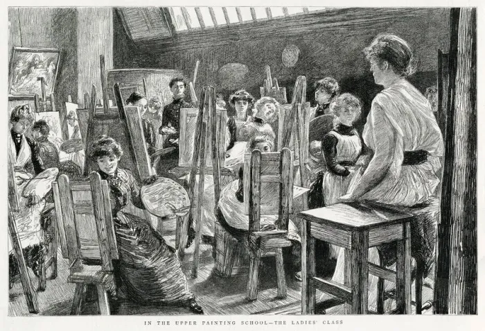 Framed Print : Female art students at the Royal Academy school Framed Print : Female art students at the Royal Academy school