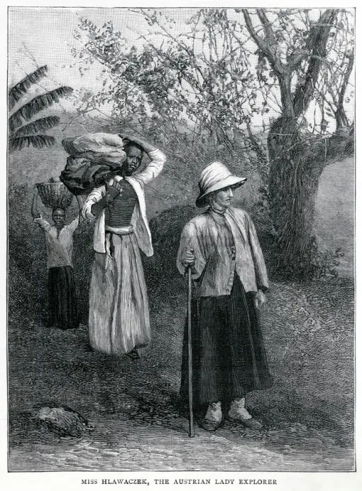 Framed Print : Female explorer Miss Hlawaczek on expedition, January 1894