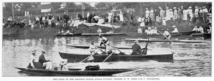 Framed Print : The final of the amateur junior single punting. Date: 1901 Framed Print : The final of the amateur junior single punting. Date: 1901