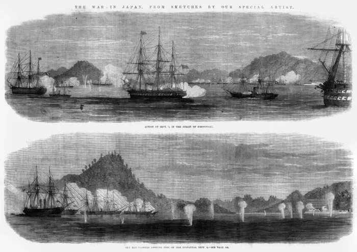 Framed Print : The final battle of Shimonoseki straits, 1864 Framed Print : The final battle of Shimonoseki straits, 1864