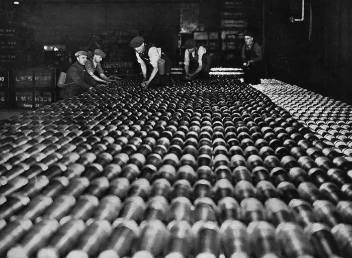 Framed Print : Finished shells in a munitions factory, 1939