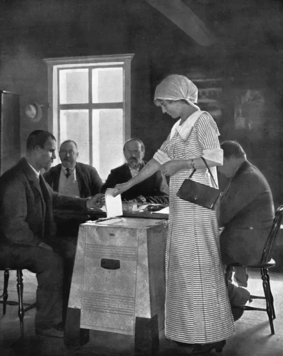 Framed Print : A Finnish woman votes Framed Print : A Finnish woman votes