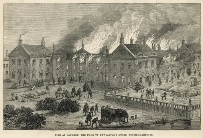 Framed Print : Fire at Clumber House Framed Print : Fire at Clumber House