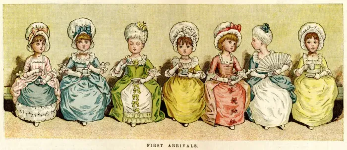 Framed Print : First arrivals, Kate Greenaway 1879 Framed Print : First arrivals, Kate Greenaway 1879