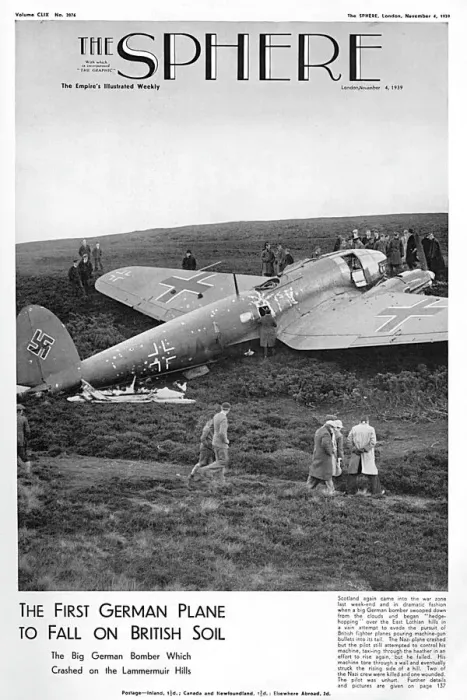 Framed Print : First German plane to fall on British soil, 1939 Framed Print : First German plane to fall on British soil, 1939