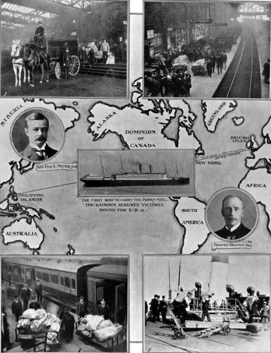 Framed Print : The First Penny Post from England to America, 1908 Framed Print : The First Penny Post from England to America, 1908