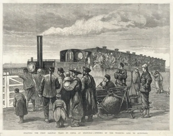 Framed Print : First train from Shanghai to Kung-Wang, China Framed Print : First train from Shanghai to Kung-Wang, China