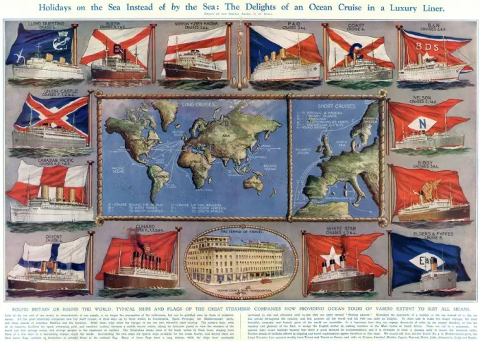 Framed Print : Flags and Ships of the Great Steamship Companies, 1932 Framed Print : Flags and Ships of the Great Steamship Companies, 1932