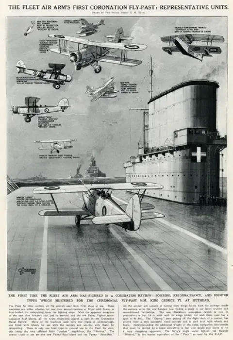 Framed Print : Fleet Air Arms first Coronation fly past, by G. H. Davis Framed Print : Fleet Air Arms first Coronation fly past, by G. H. Davis