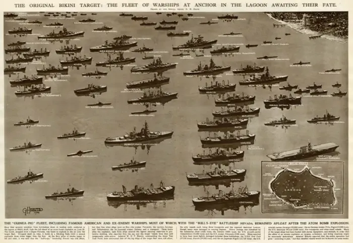 Framed Print : Fleet of warships, Bikini target, by G. H. Davis Framed Print : Fleet of warships, Bikini target, by G. H. Davis