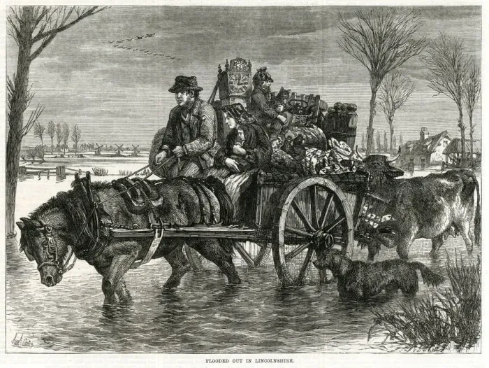 Framed Print : Flooded out in Lincolnshire 1869
