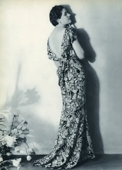 Framed Print : Floral evening dress 1934 Framed Print : Floral evening dress 1934