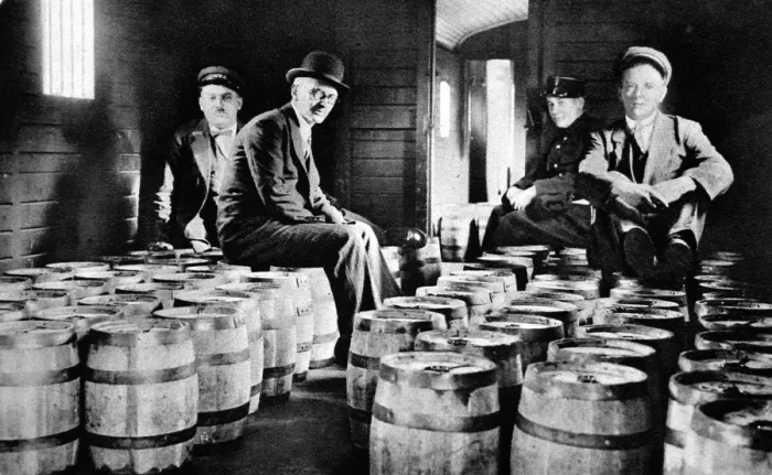 Framed Print : The Flow of Gold from the USA to France. Bullion in Kegs. A Framed Print : The Flow of Gold from the USA to France. Bullion in Kegs. A