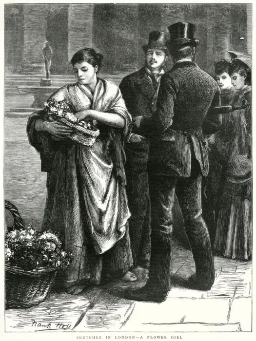 Framed Print : Flower girl in London, 1872