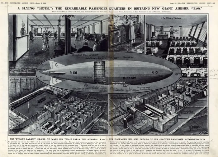 Framed Print : A flying hotel: passenger quarters in airship R101