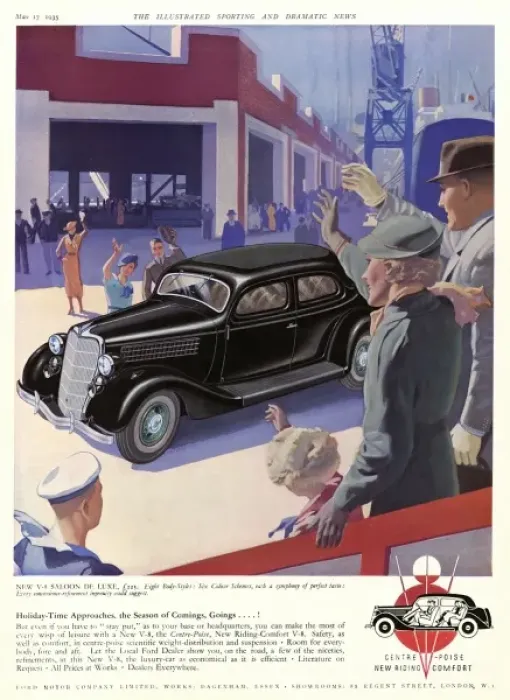 Framed Print : Ford V 8 saloon advertisement 1935 Framed Print : Ford V 8 saloon advertisement 1935