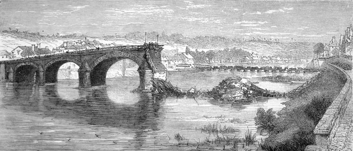 Framed Print : Franco-Prussian War. The Bridge at Corbeil, blown up by the F Framed Print : Franco-Prussian War. The Bridge at Corbeil, blown up by the F