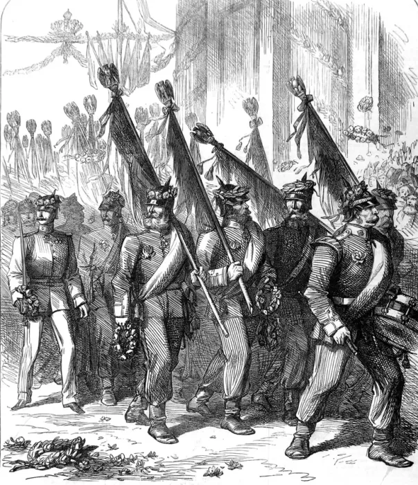 Framed Print : Franco-Prussian War. The Military Trumph at Berlin: Captured Framed Print : Franco-Prussian War. The Military Trumph at Berlin: Captured