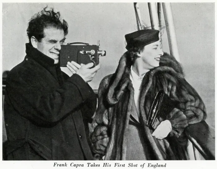 Framed Print : Frank Capra takes his first shot of England Framed Print : Frank Capra takes his first shot of England