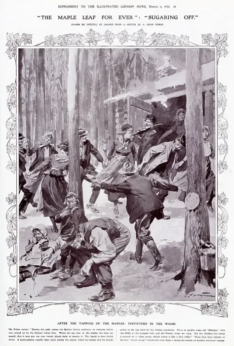 Framed Print : Frederic De Haenen, The Maple Leaf for ever':'Sugaring off'. Great Dominion: Canada Date: 1912