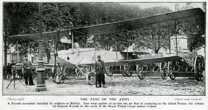 Framed Print : French biplane being guarded at Belfort, WW1 Framed Print : French biplane being guarded at Belfort, WW1