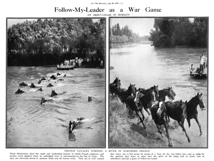 Framed Print : French cavalry fording a river in Northern France, WW1 Framed Print : French cavalry fording a river in Northern France, WW1