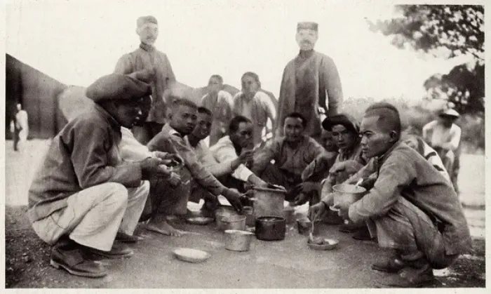 Framed Print : French colonial soldiers preparing a meal 1916 Framed Print : French colonial soldiers preparing a meal 1916
