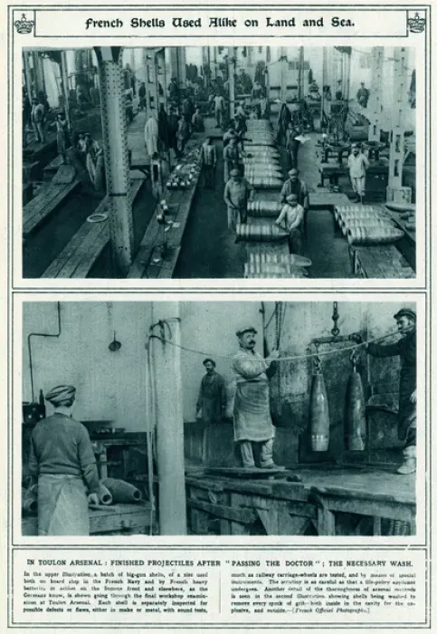 Framed Print : French shells used on Land and Sea WWI