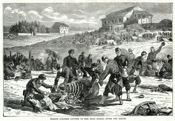 Framed Print : French Soldiers Cutting Dead Horses Franco Prussian Framed Print : French Soldiers Cutting Dead Horses Franco Prussian