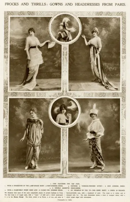 Framed Print : Frocks and thrills: Gowns and headdresses from Paris 1913