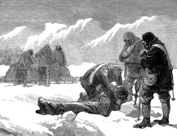 Framed Print : A Funeral in the Ice, British Arctic Expedition, 1875-1876