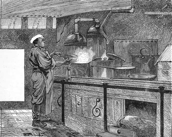 Framed Print : In the galley of the Emigrant Ship Indus, 1872