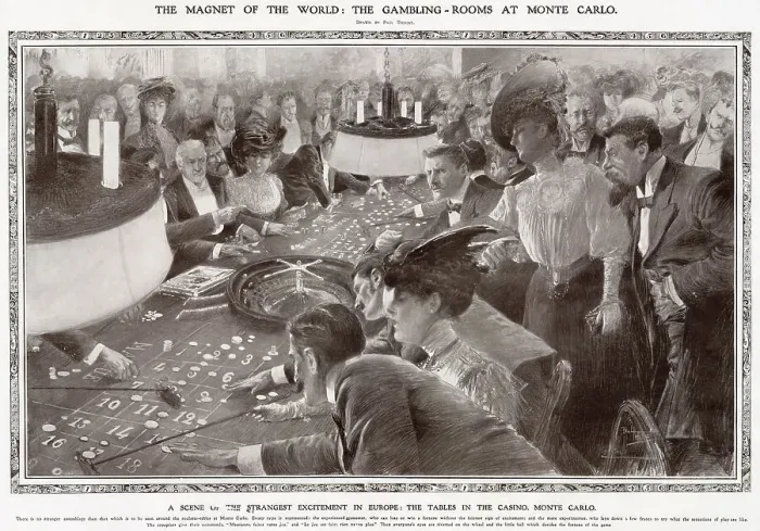 Framed Print : Gambling Room at Monte Carlo 1908