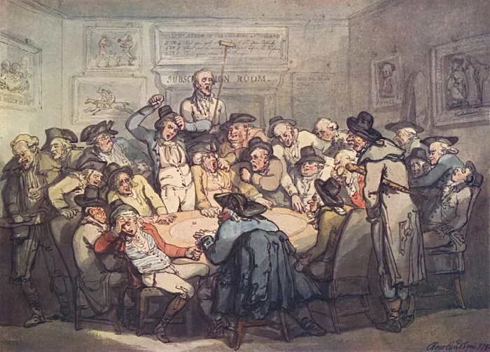 Framed Print : The Gaming Room by Thomas Rowlandson Framed Print : The Gaming Room by Thomas Rowlandson