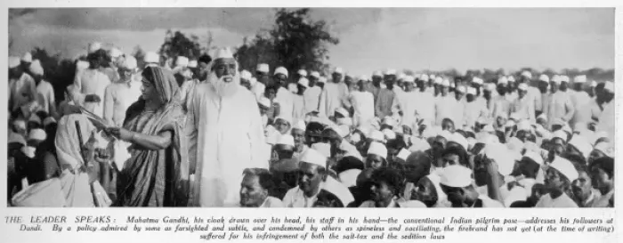 Framed Print : Gandhi addresses followers at Dandi Framed Print : Gandhi addresses followers at Dandi