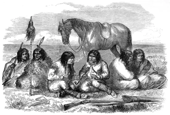 Framed Print : A gathering of Cree Indians, c. 1870 Framed Print : A gathering of Cree Indians, c. 1870