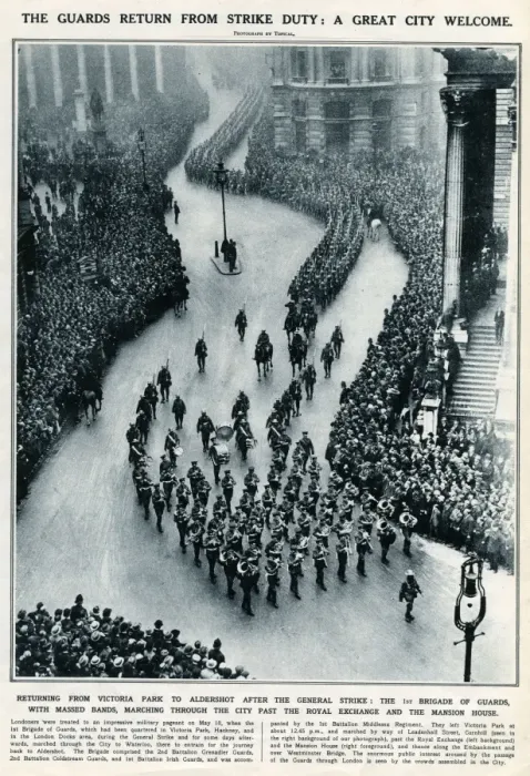 Framed Print : The General Strike - Guards return from duty 1926 Framed Print : The General Strike - Guards return from duty 1926